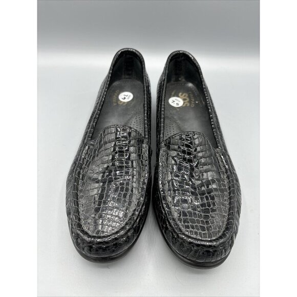 SAS Tripad Black Reptile Croc Slip On Leather Loafers Comfort Women’s  7.5 - Picture 2 of 6